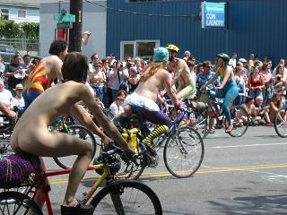 naked bicyclists